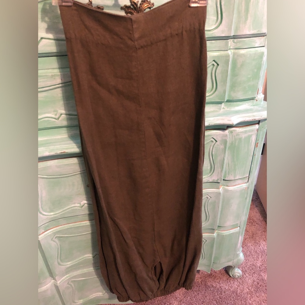 Olive green linen pants